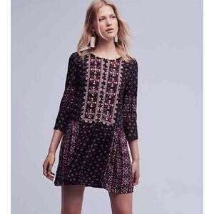 Anthropologie Vanessa Virginia Kaleidoscope Mini Dress‎ Long X-Small Boho Tunic